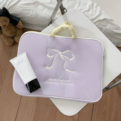 Bow Embroidered Laptop Sleeve 16" – Light Purple