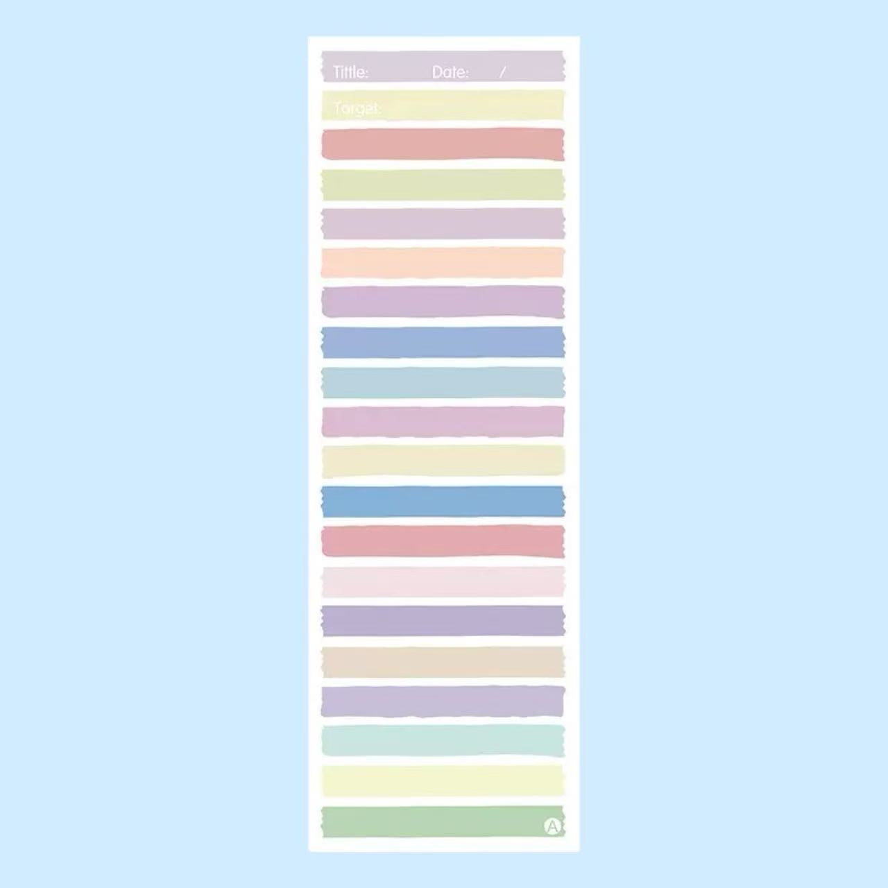 Rectangular Multi-Colour Target List Notepad 50 Sheets 91×256 mm
