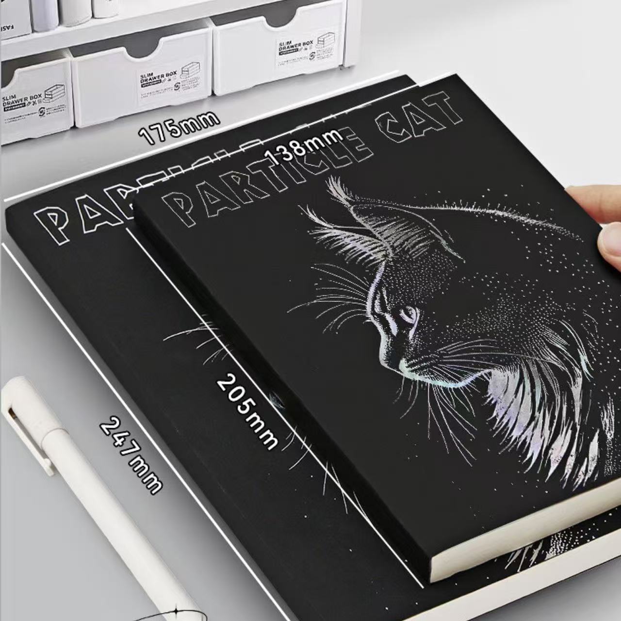 Foil Stamped Cat B5 Thick Plain Notebook 128 Sheets Assorted