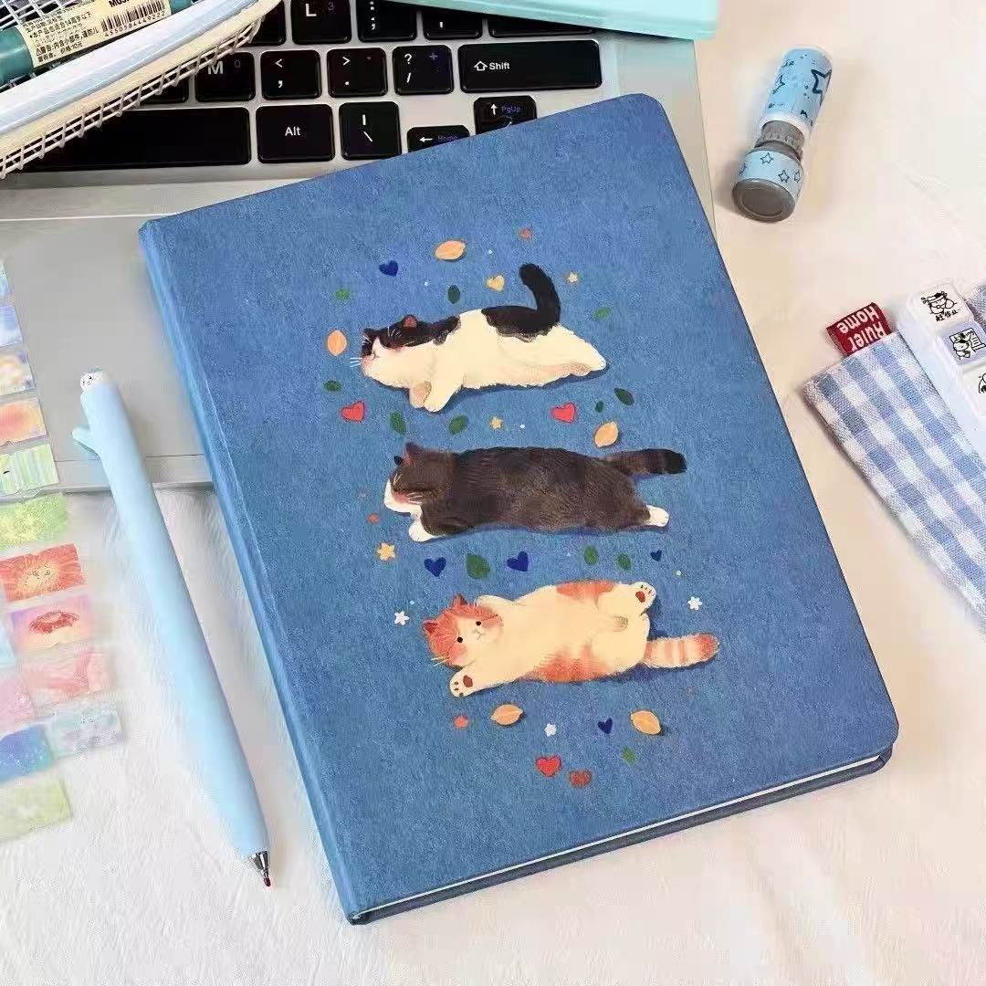 Three Little Cats A5 Hard Cover Plain Journal Notebook 80 Sheets