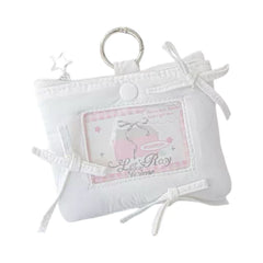 ROSYPOSY Puff Bow Card Holder & Coin Purse Keychain – White
