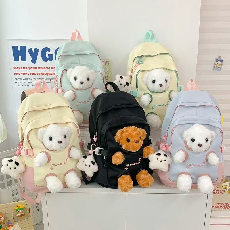 Bags & Storage - Plush Cute Bear Backpack – Yellow / Pink - Goodie Goodie