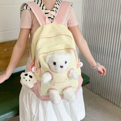 Bags & Storage - Plush Cute Bear Backpack – Yellow / Pink - Goodie Goodie