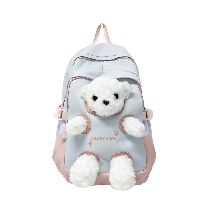 Bags & Storage - Plush Cute Bear Backpack – Blue / Pink - Goodie Goodie
