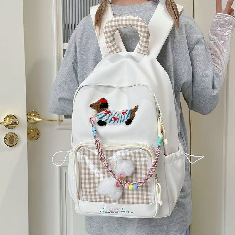 Bags & Storage - Dachshund and Zippered Drawstring Backpack – White - Goodie Goodie