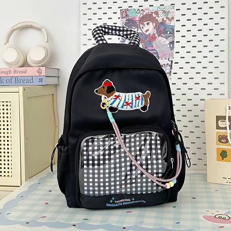 Bags & Storage - Dachshund and Zippered Drawstring Backpack – Black - Goodie Goodie