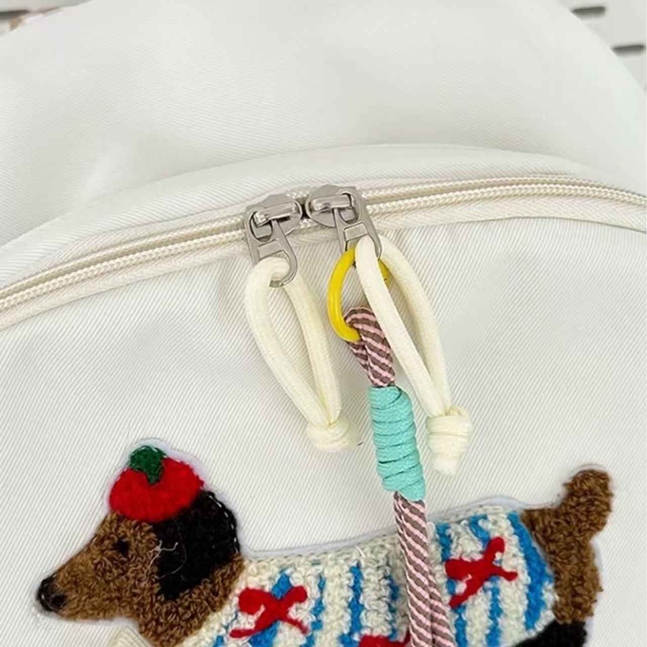 Bags & Storage - Dachshund and Zippered Drawstring Backpack – White - Goodie Goodie