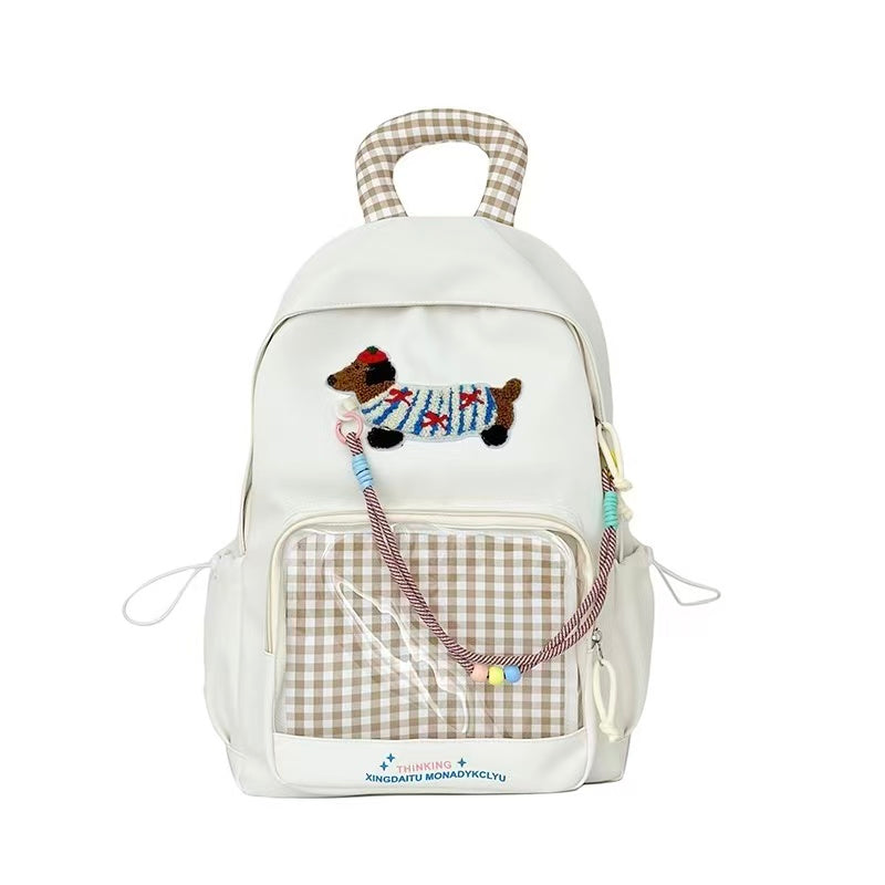 Bags & Storage - Dachshund and Zippered Drawstring Backpack – White - Goodie Goodie
