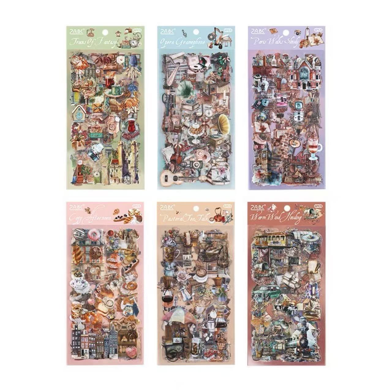 Stationery - European Vintage Objects Waterproof Journal Stickers – 6 Sheets - Goodie Goodie