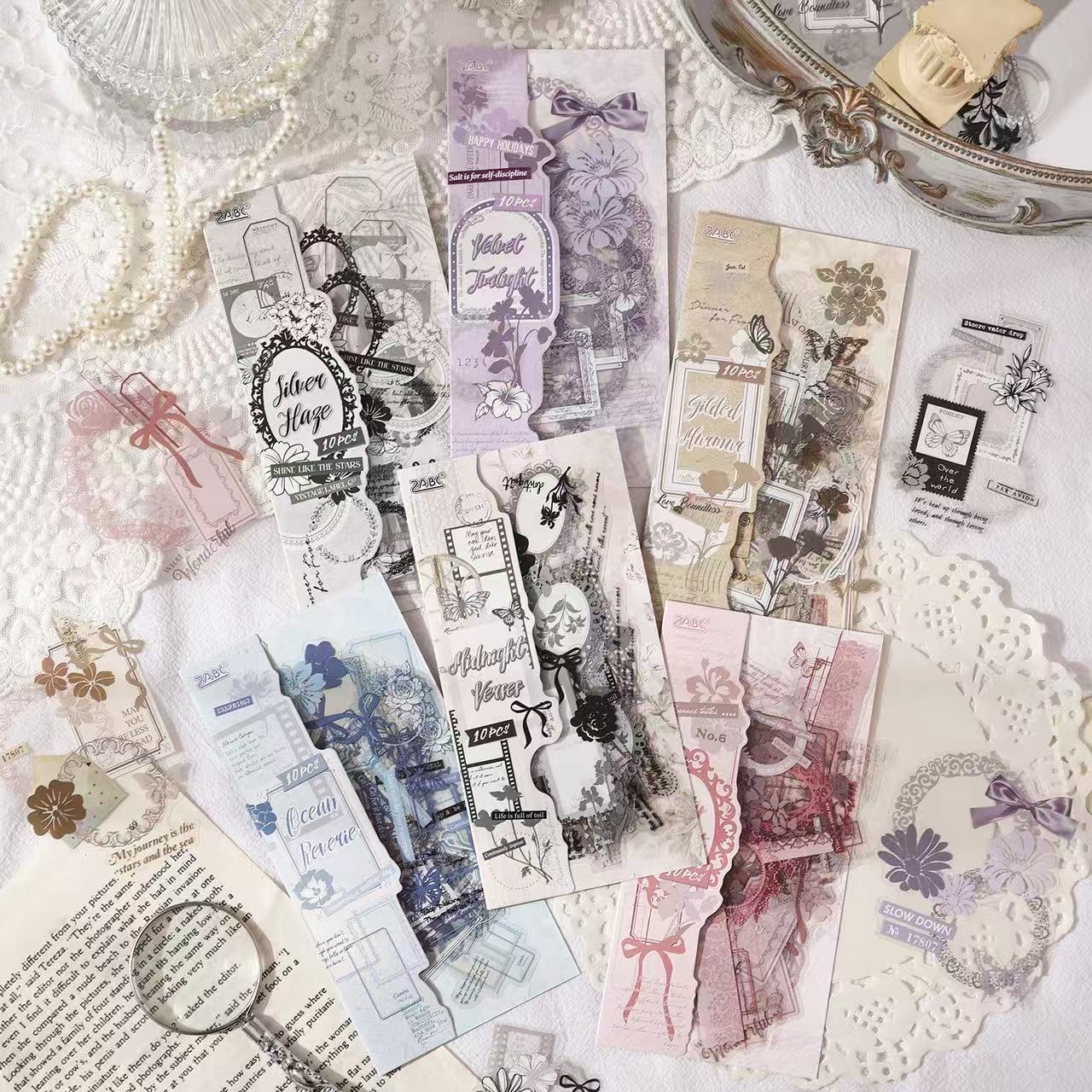 Stationery - Glazed Letter Paper Waterproof Journal Stickers 10 Sheets - Soft Purple Whispers - Goodie Goodie