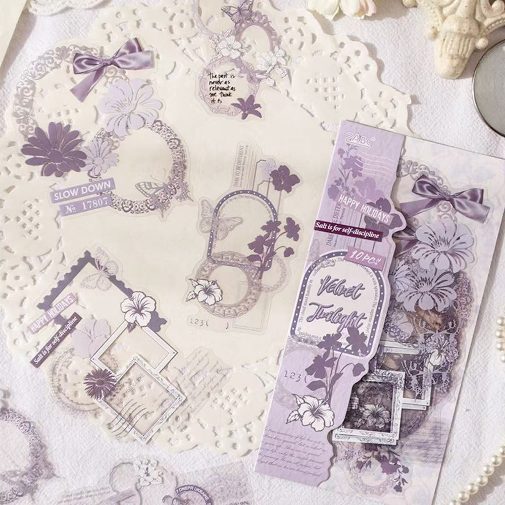 Stationery - Glazed Letter Paper Waterproof Journal Stickers 10 Sheets - Soft Purple Whispers - Goodie Goodie