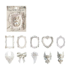Stationery - European Vintage Frame Scrapbook Background Paper 10pcs – Pure White Holy Snow - Goodie Goodie