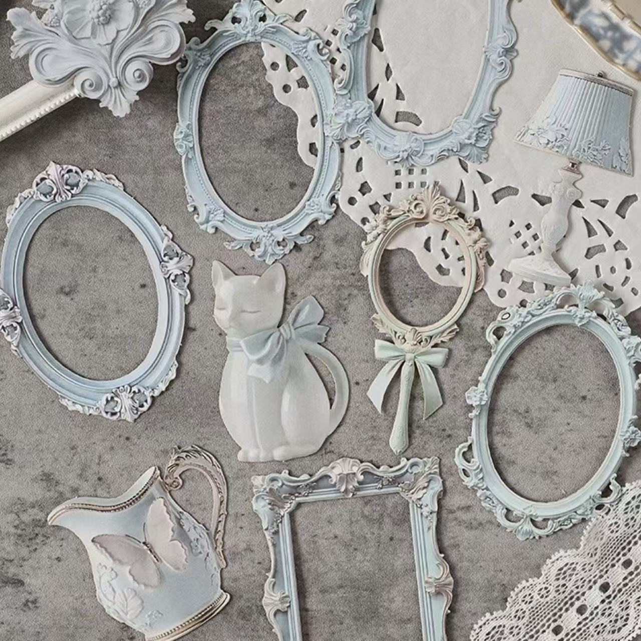 Stationery - European Vintage Frame Scrapbook Background Paper 10pcs – Mint Crushed Ice - Goodie Goodie