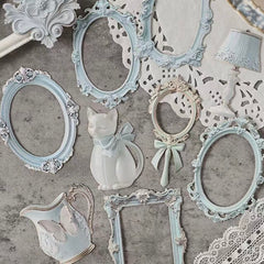 Stationery - European Vintage Frame Scrapbook Background Paper 10pcs – Mint Crushed Ice - Goodie Goodie