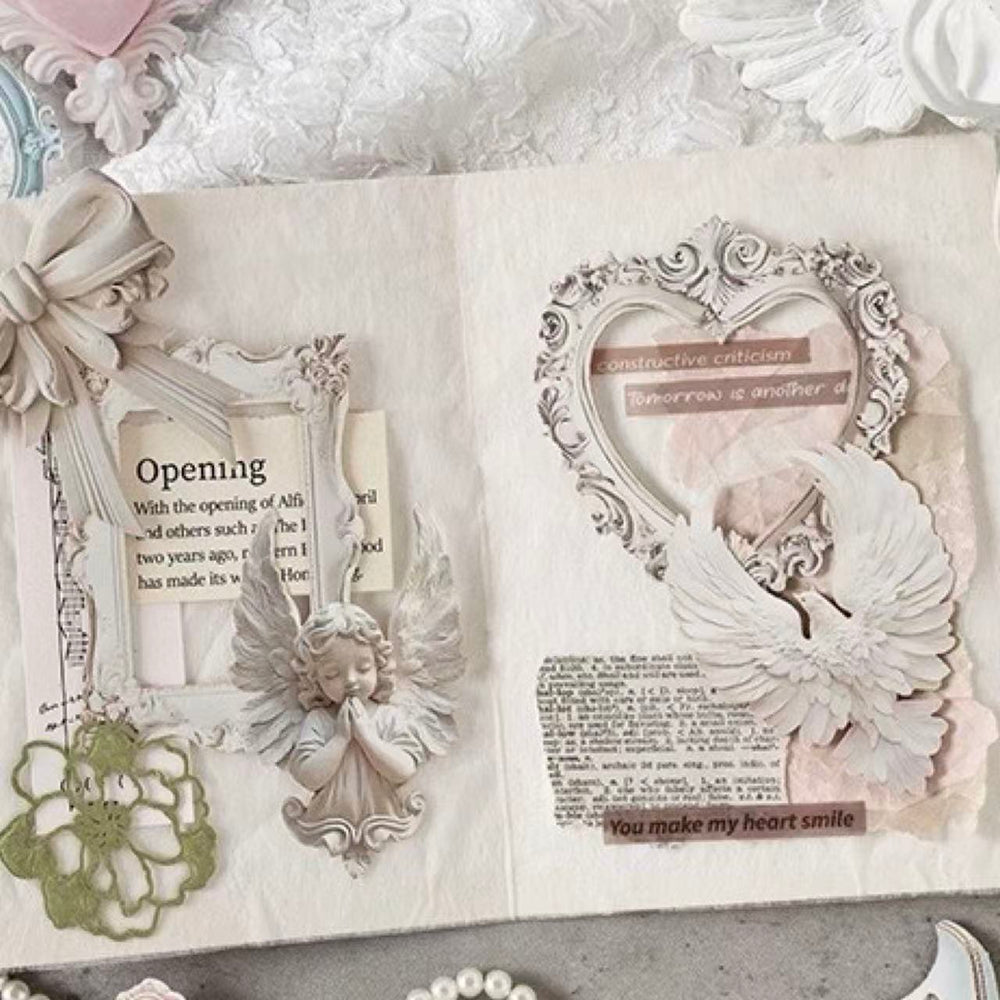 Stationery - European Vintage Frame Scrapbook Background Paper 10pcs – Pure White Holy Snow - Goodie Goodie