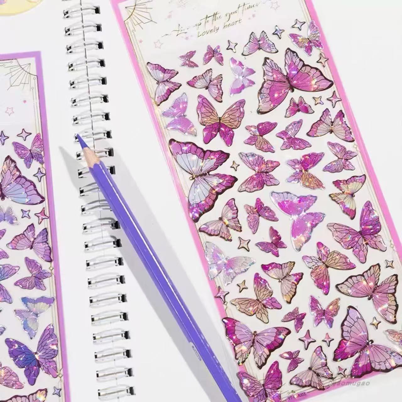 Stationery - 3D Butterfly Waterproof Epoxy Stickers – Pink - Goodie Goodie