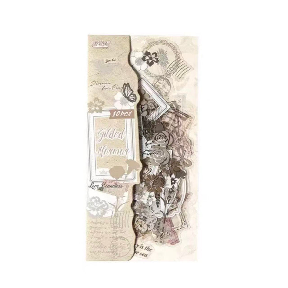 Stationery - Glazed Letter Paper Waterproof Journal Stickers 10 Sheets - Gilded Whispers - Goodie Goodie