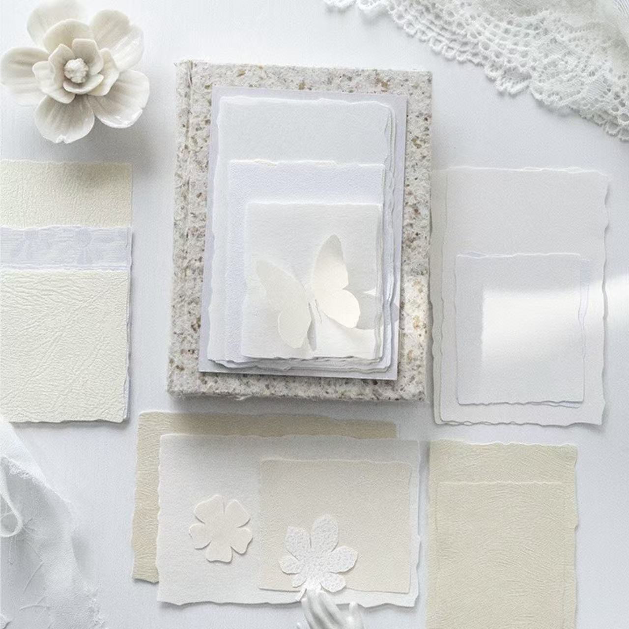 Stationery - White Tenderness DIY Scrapbook Background Paper 15pcs – Cloud Mist - Goodie Goodie