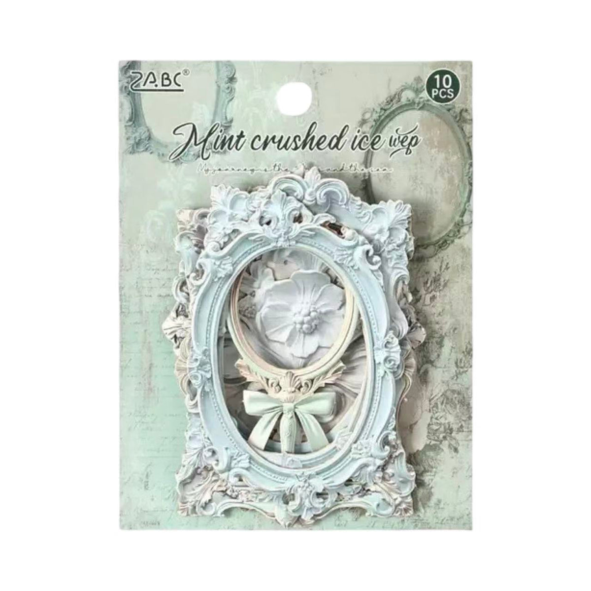 Stationery - European Vintage Frame Scrapbook Background Paper 10pcs – Mint Crushed Ice - Goodie Goodie