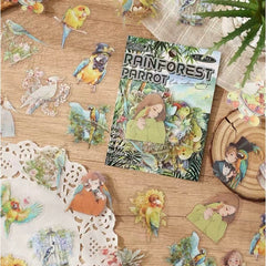 Stationery - Cute Pets Waterproof Stickers 40pcs – Rainforest Parrot - Goodie Goodie