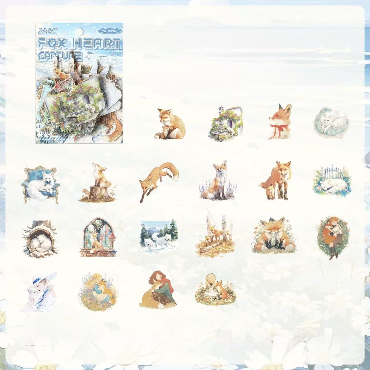 Stationery - Cute Pets Waterproof Stickers 40pcs – Fox - Goodie Goodie