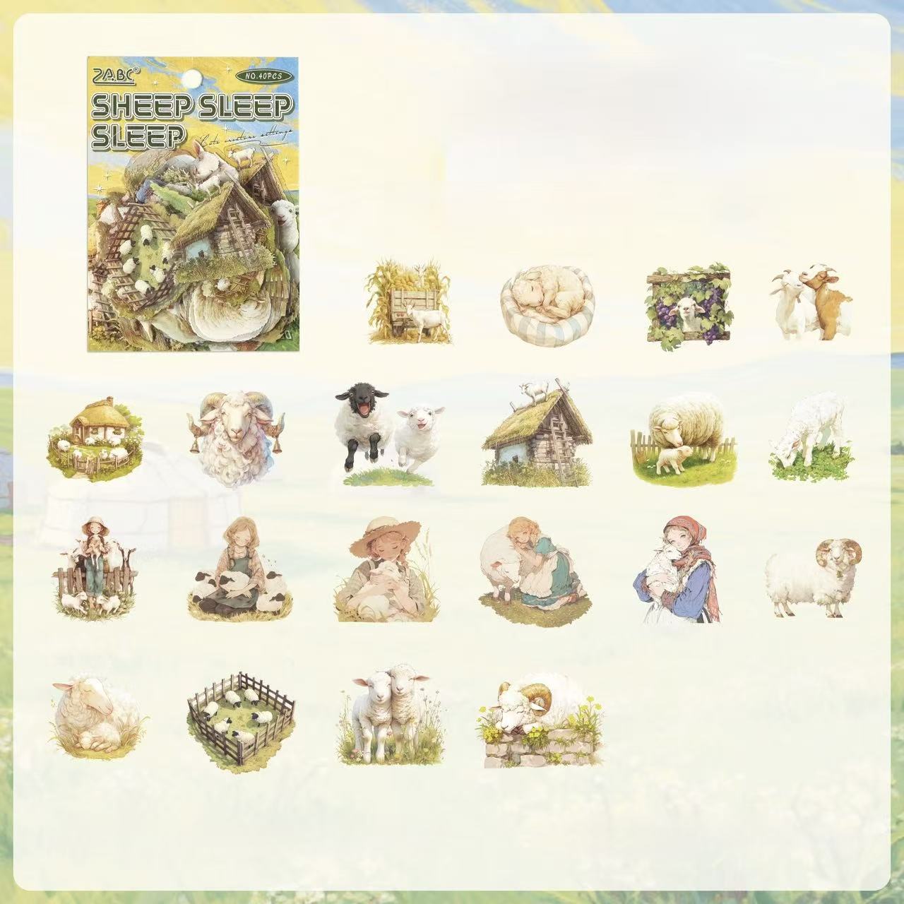 Stationery - Cute Pets Waterproof Stickers 40pcs – Sheep - Goodie Goodie
