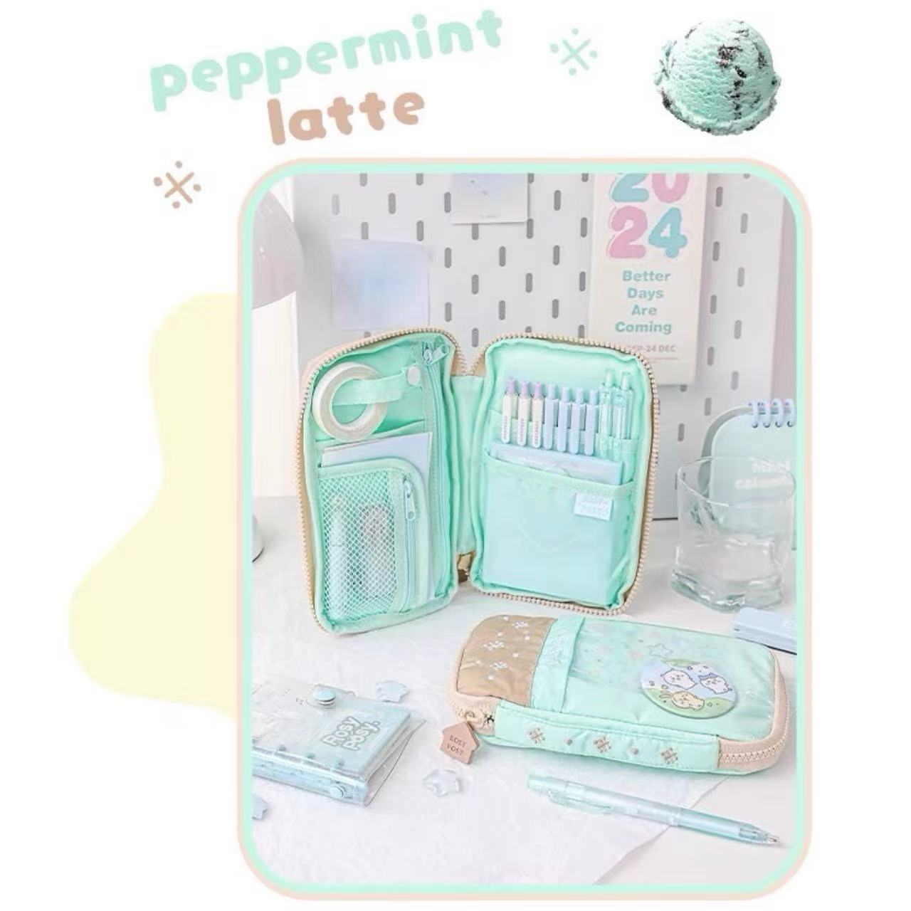 Rosyposy Fluffy Flat Pencil Case – Peppermint Latte
