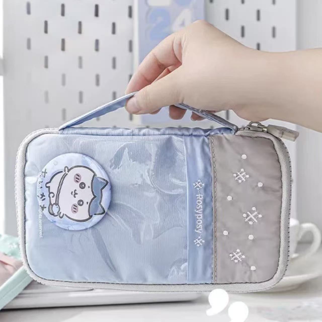 Rosyposy Fluffy Flat Pencil Case – Peppermint Latte