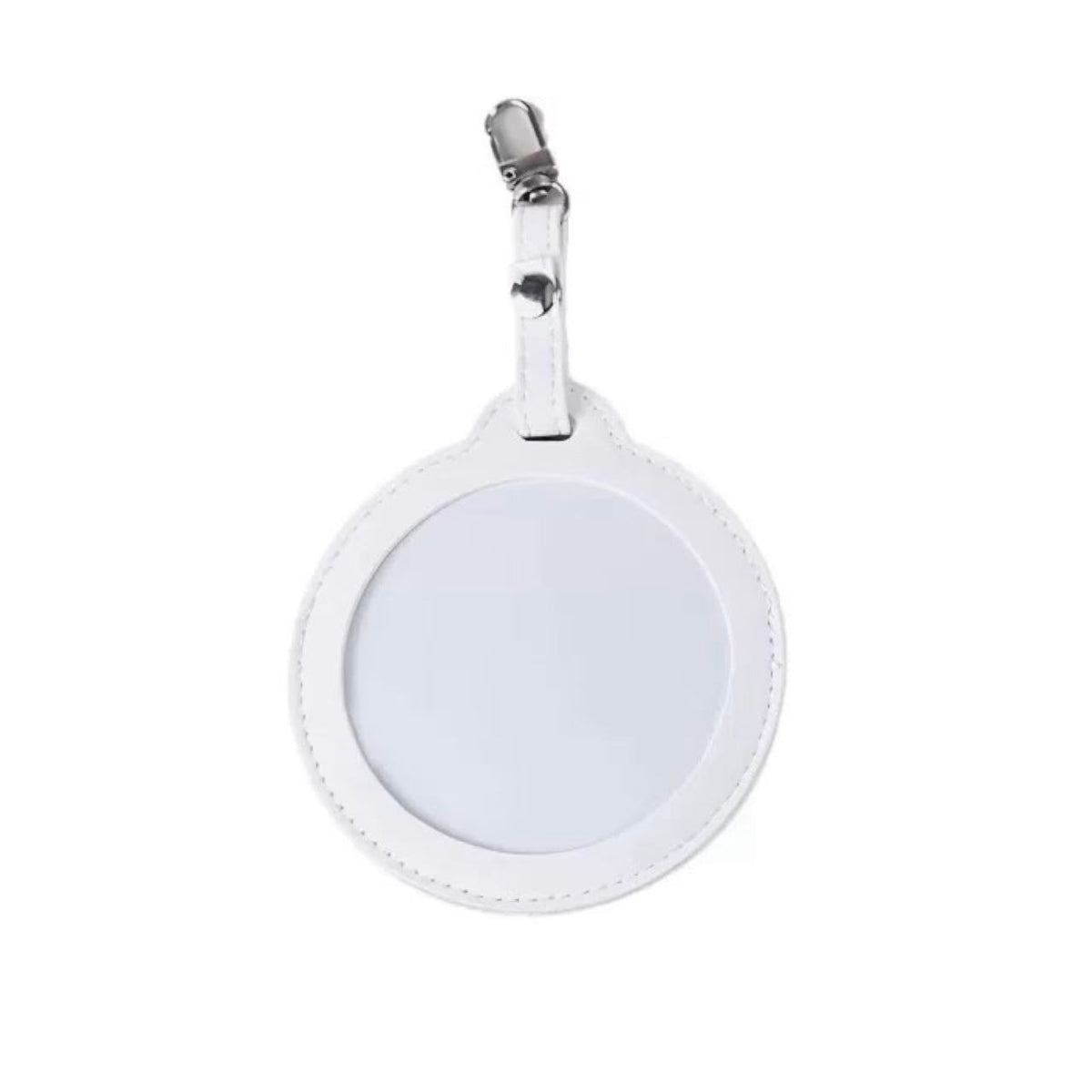 PU Leather Badge Protector Keychain 75mm - White