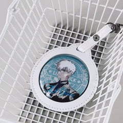 PU Leather Badge Protector Keychain 75mm - White