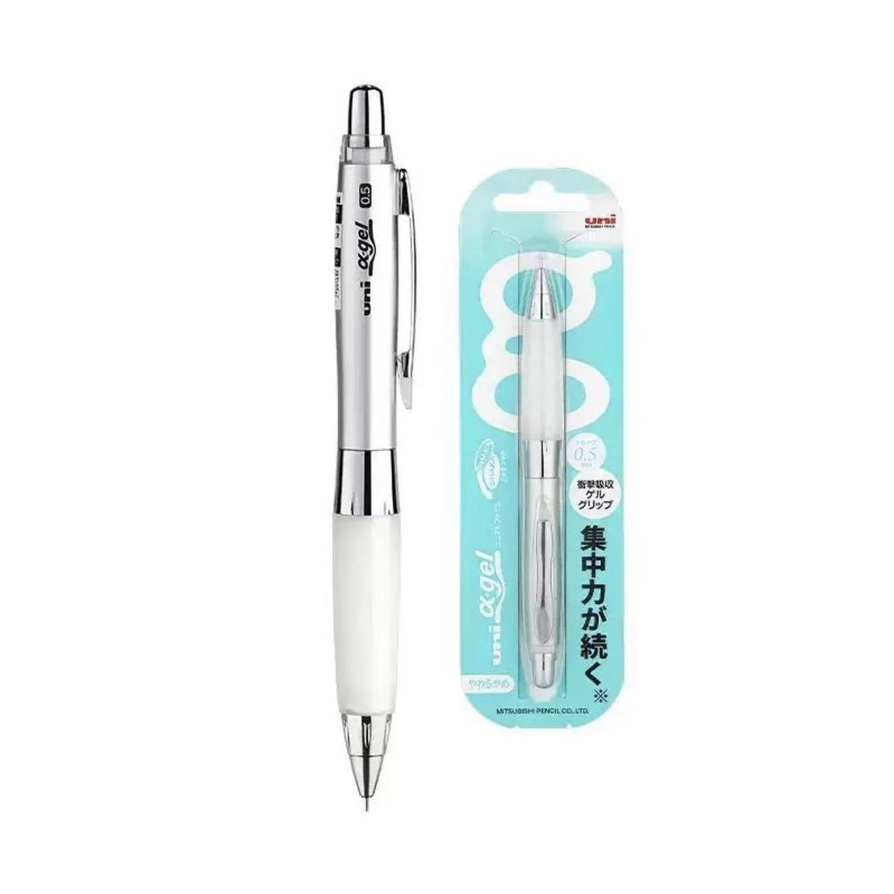 Uni α-gel Soft Grip Shaker Mechanical Pencil 0.5mm – Silver Barrel