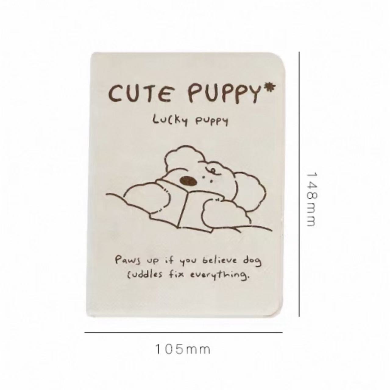 Cute Puppy A6 Dotted Journal with Washable Kraft Paper Cover 80 Sheets