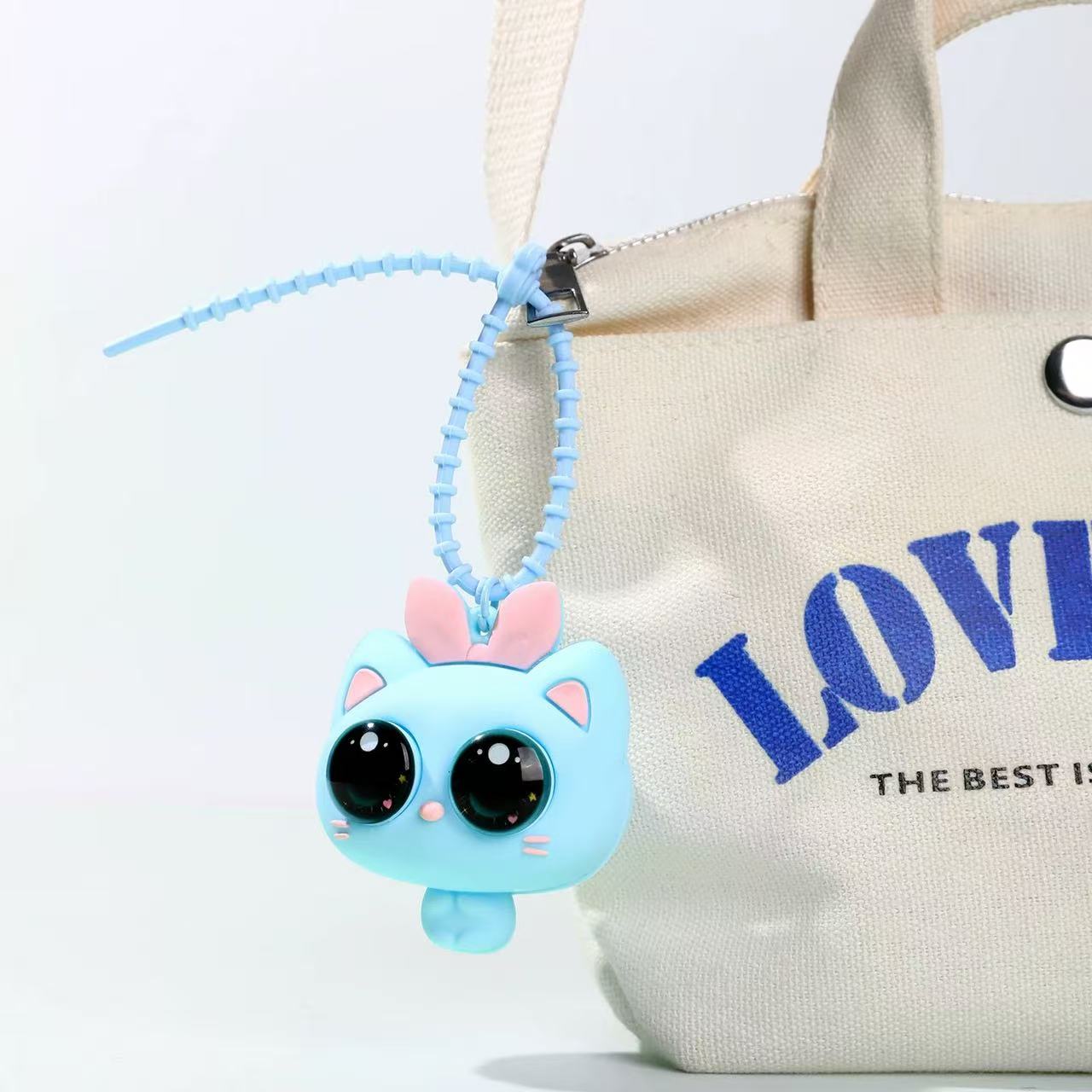 Big-Eyed Cat Silicone Squishy Keychain