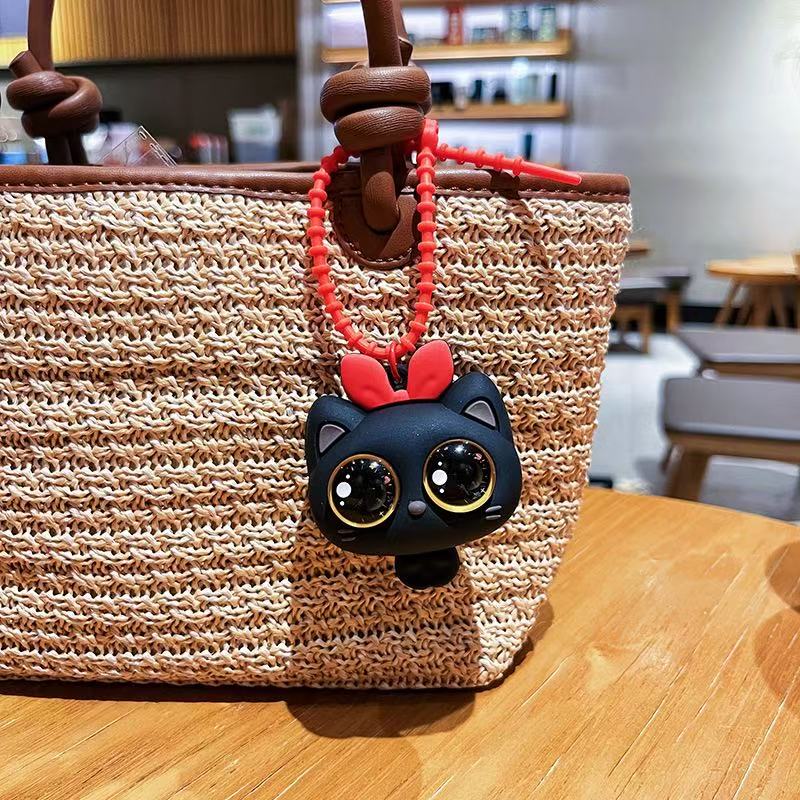 Big-Eyed Cat Silicone Squishy Keychain