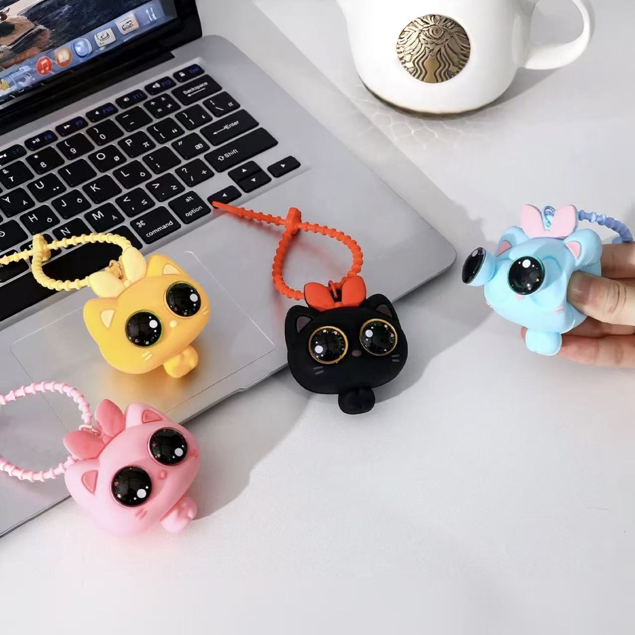 Big-Eyed Cat Silicone Squishy Keychain