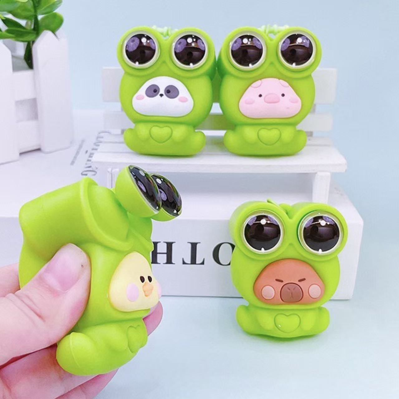 Pop-Eye Frog Costume Squishy Keychain Assorted