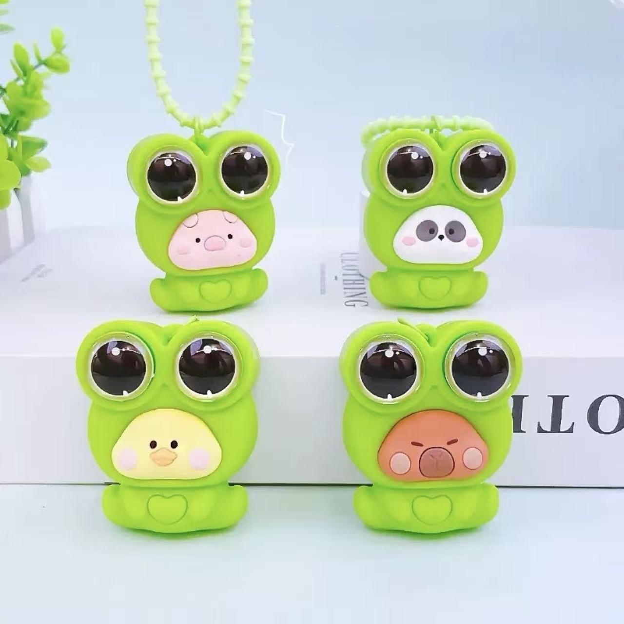 Pop-Eye Frog Costume Squishy Keychain Assorted