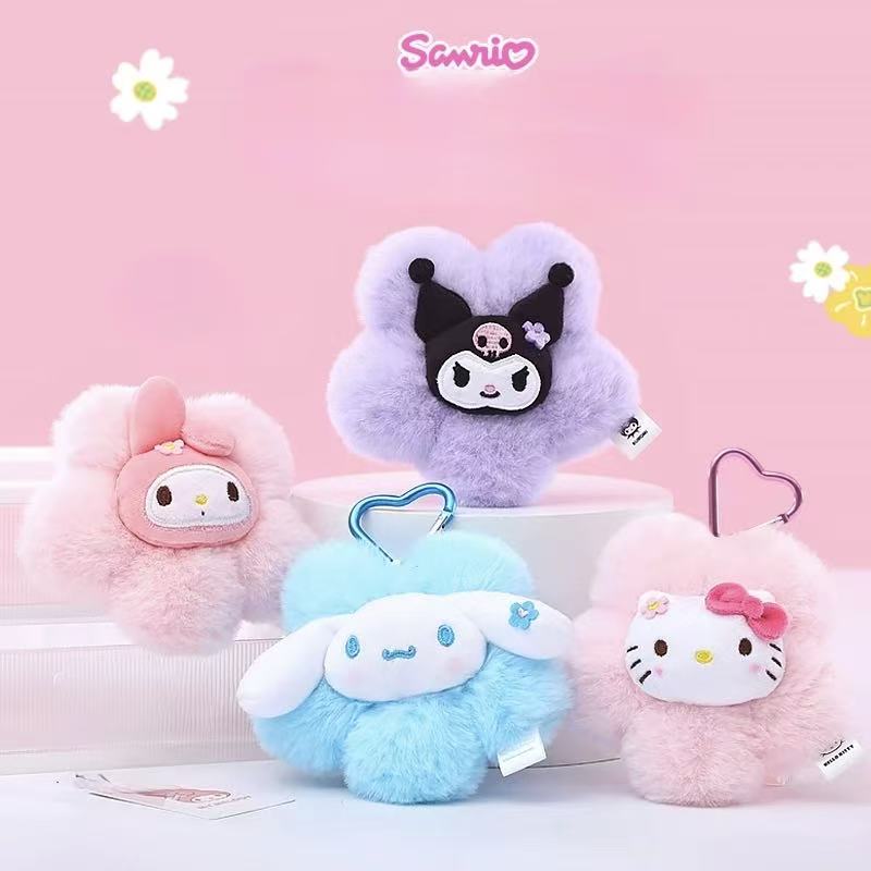 Sanrio Character Plush Flower Keychain