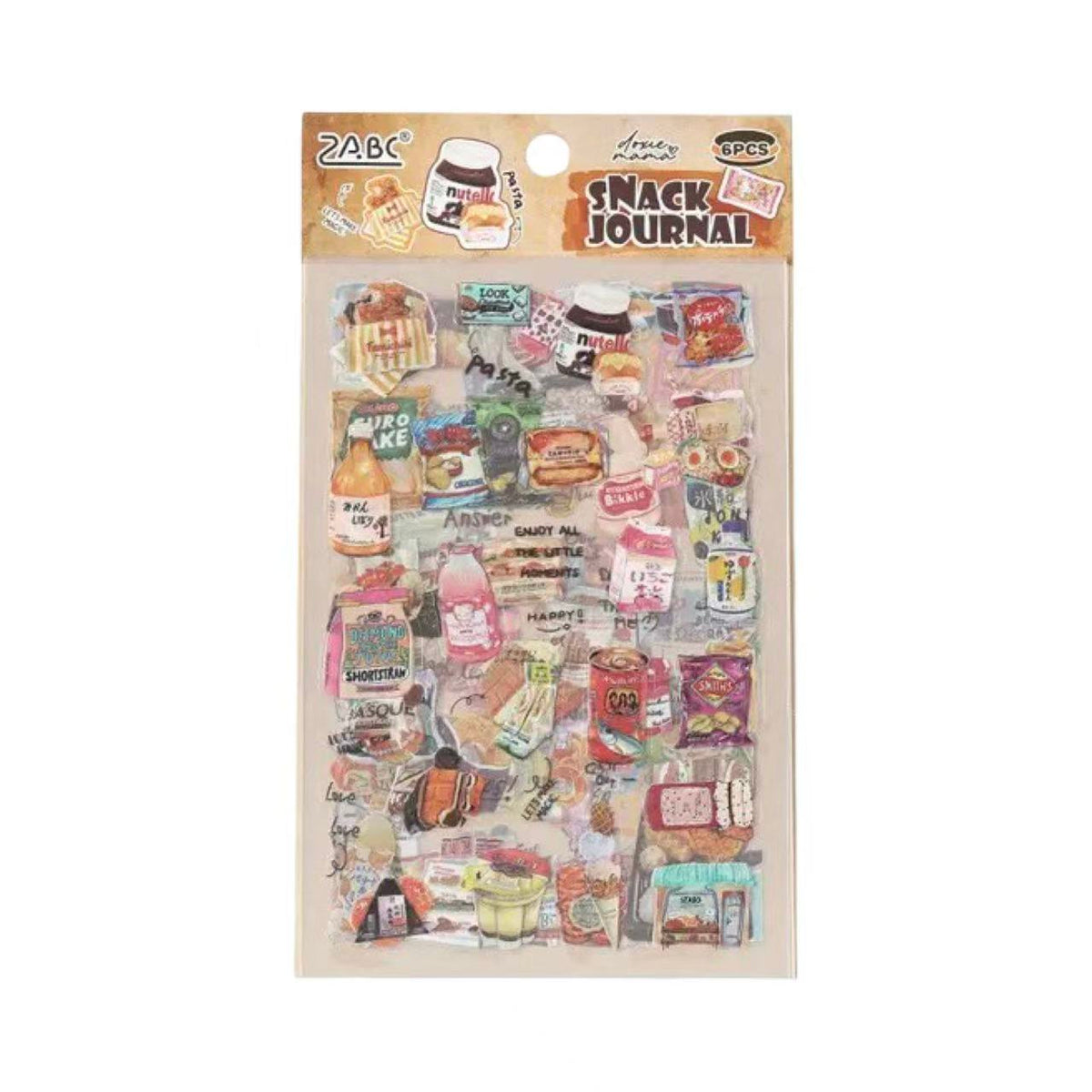 Snack Journal PET Waterproof Journal Stickers 6 Sheets