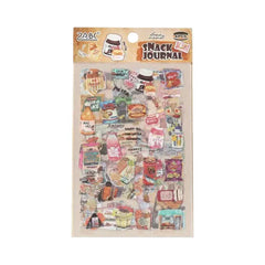Snack Journal PET Waterproof Journal Stickers 6 Sheets