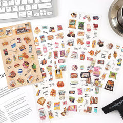 Snack Journal PET Waterproof Journal Stickers 6 Sheets