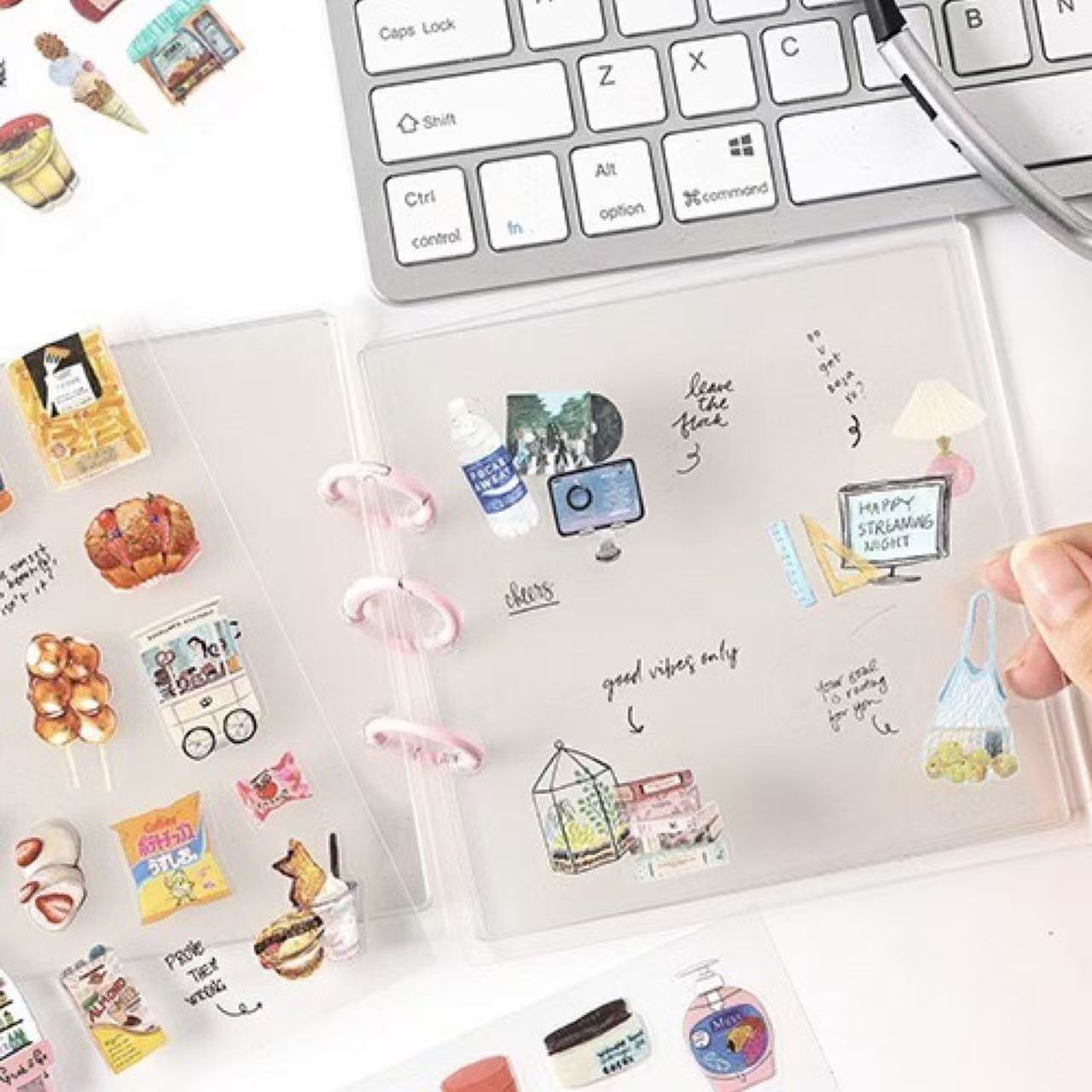 Snack Journal PET Waterproof Journal Stickers 6 Sheets