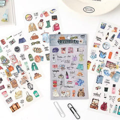 Travel List PET Waterproof Journal Stickers 6 Sheets