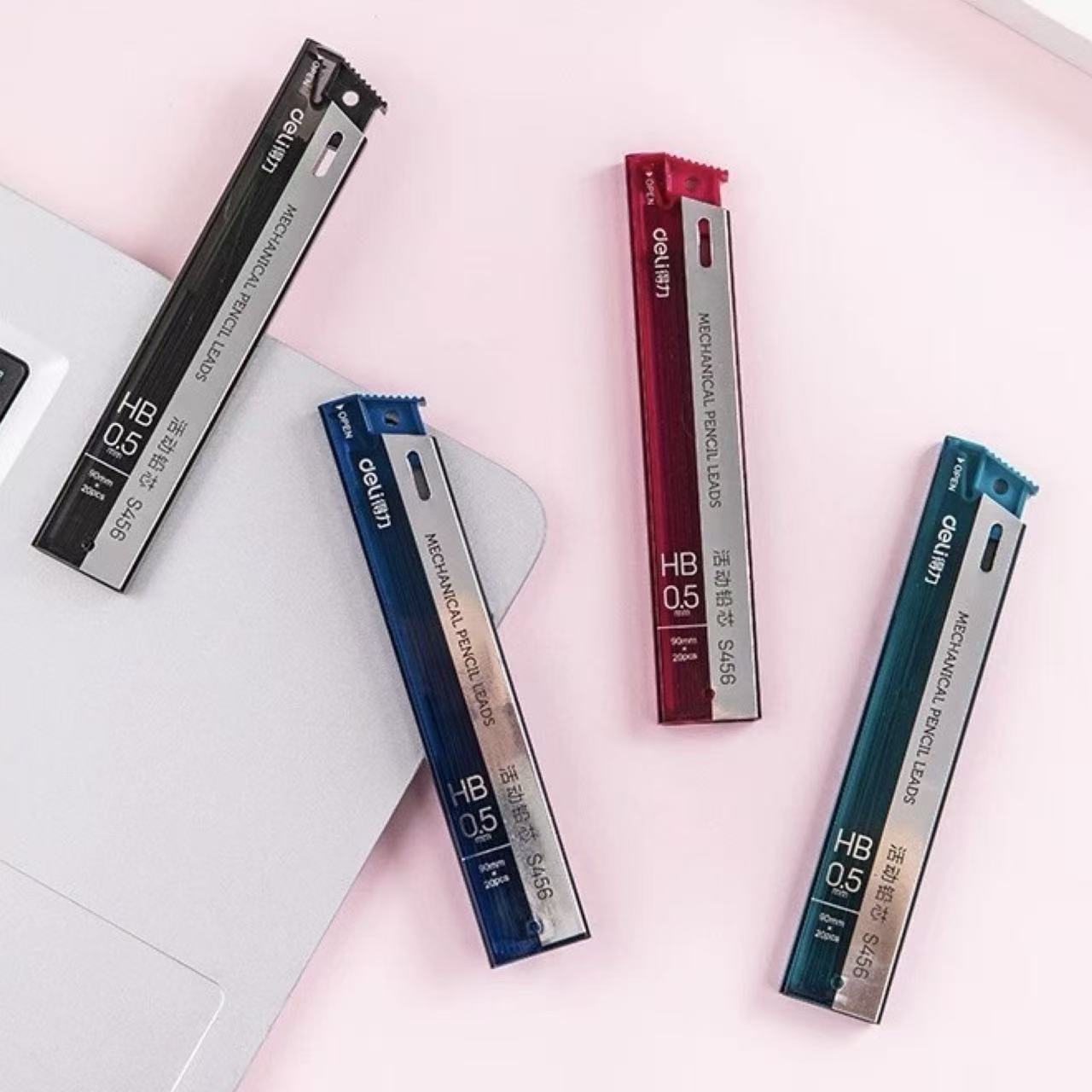 Deli Extra-Long Mechanical Pencil Leads 0.5mm HB 20 Leads Assorted