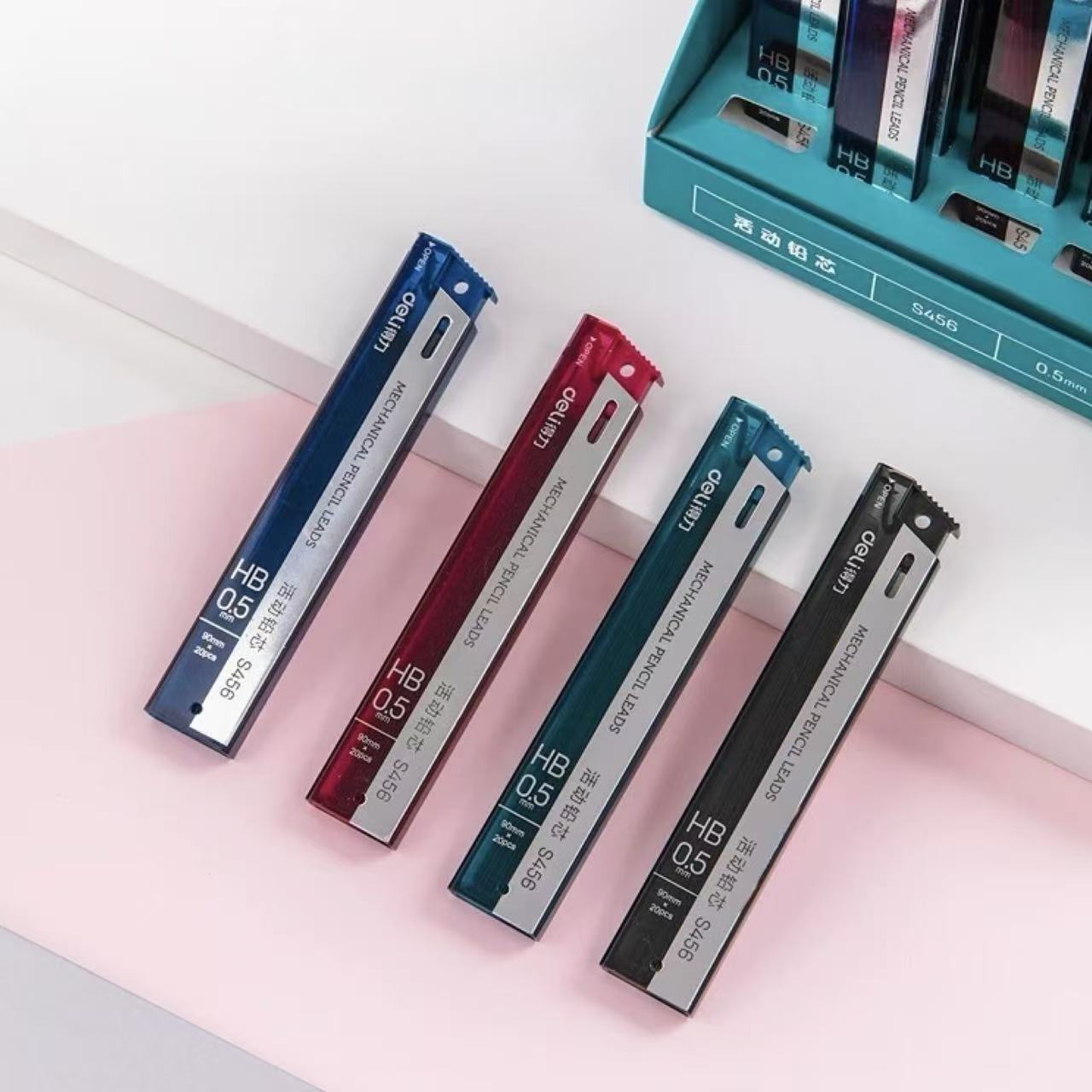 Deli Extra-Long Mechanical Pencil Leads 0.5mm HB 20 Leads Assorted