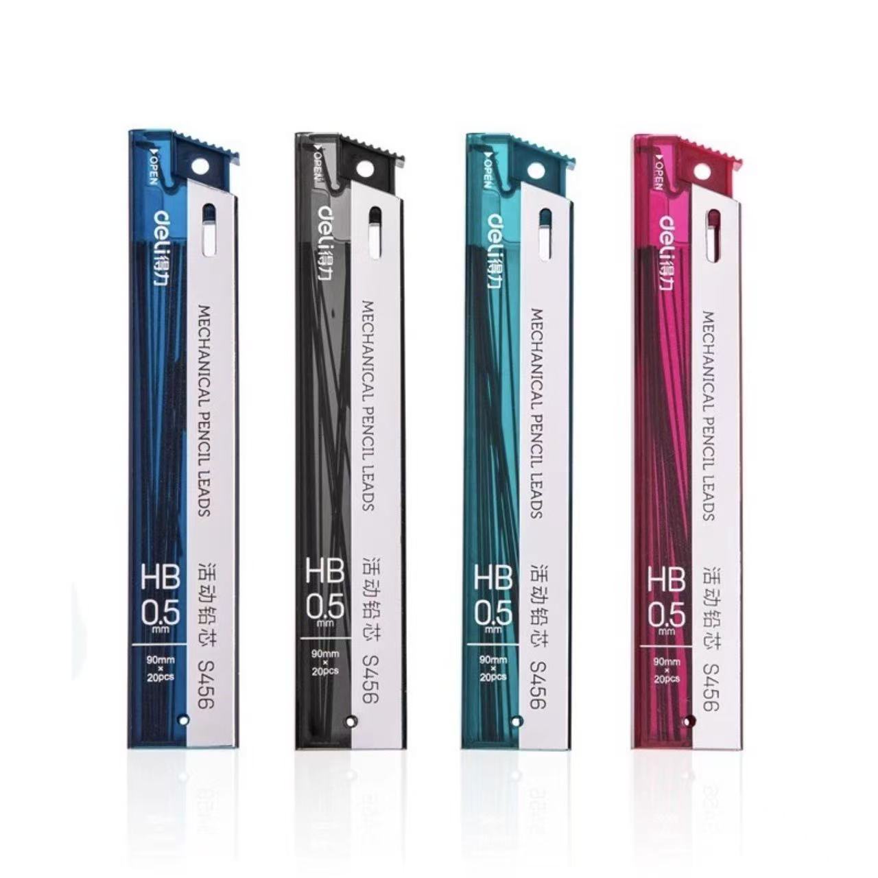 Deli Extra-Long Mechanical Pencil Leads 0.5mm HB 20 Leads Assorted