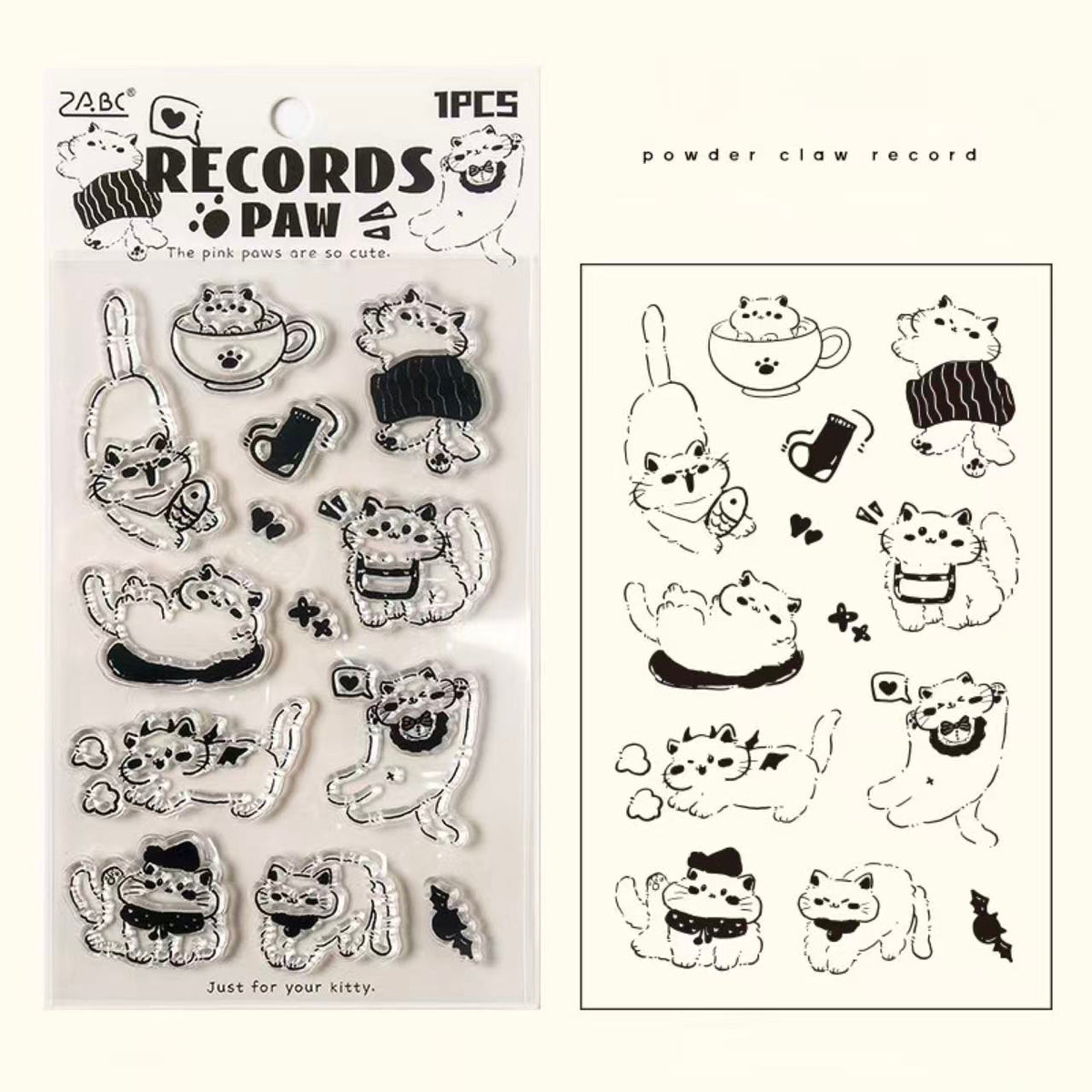 Cat 3D Clear Silicone Stamp Stickers