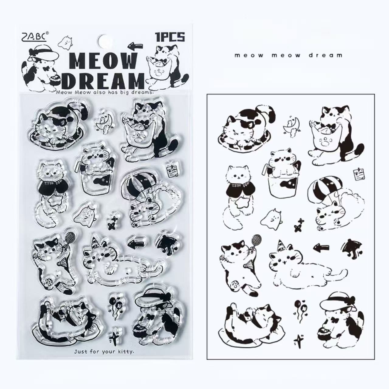 Cat 3D Clear Silicone Stamp Stickers