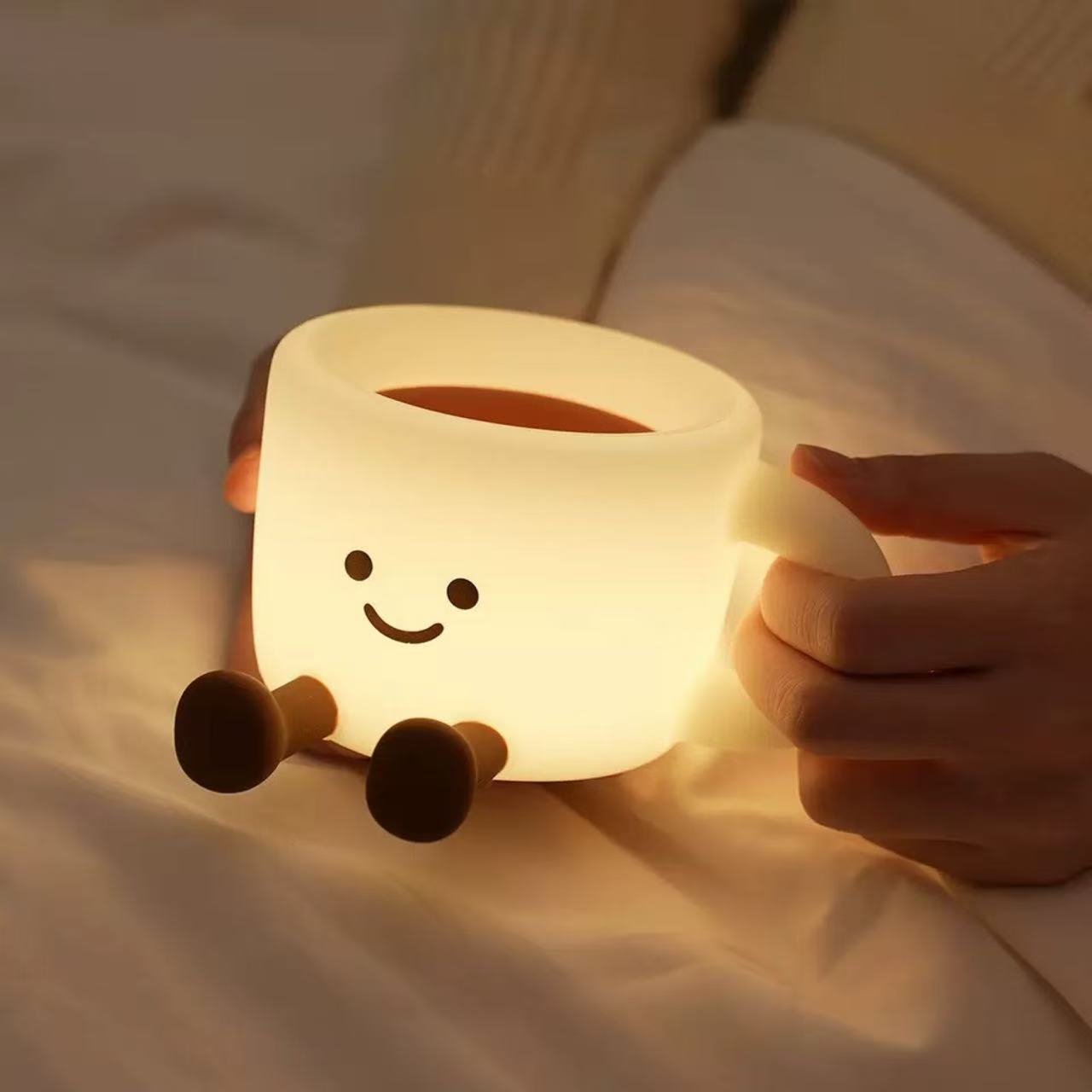 Coffee Cup Squishy Silicone Night Light & Phone Stand
