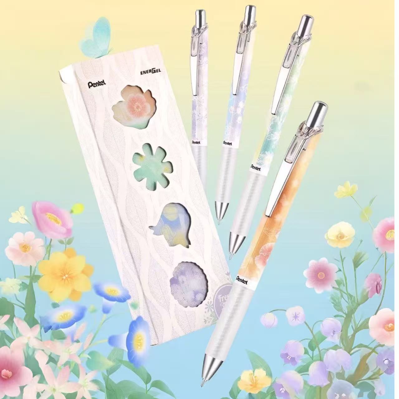 Pentel EnerGel Floral Limited Edition Needle Point Gel Pen 0.5mm Black Ink